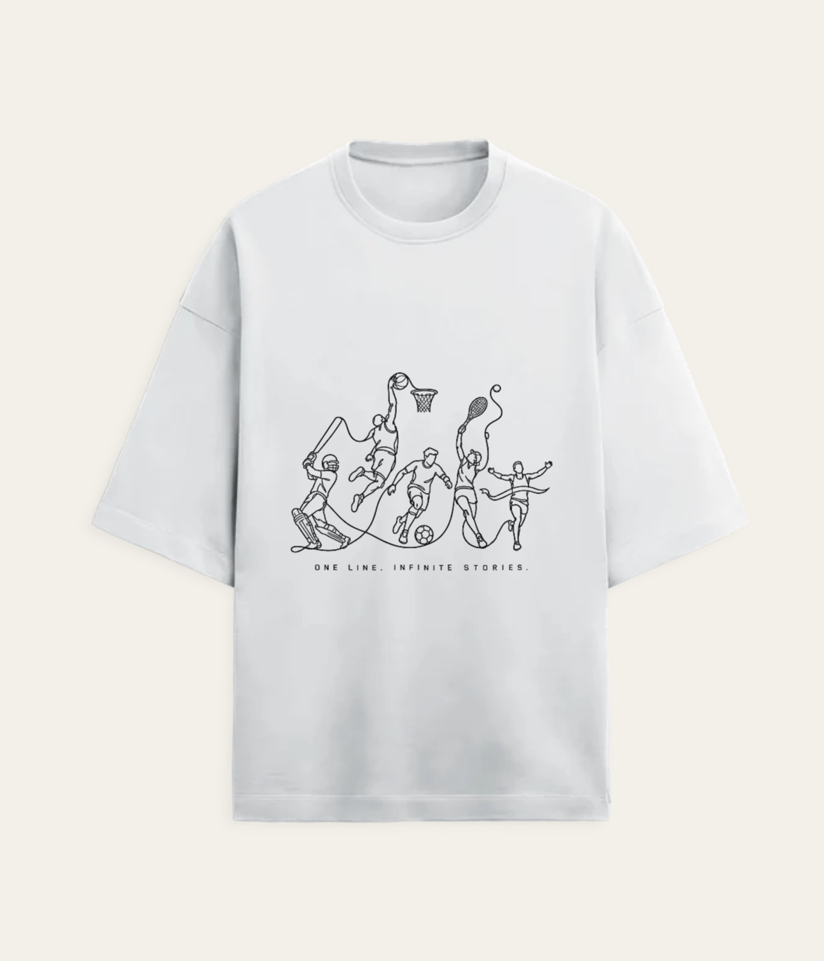ONE LINE, INFINITE STORIES - Oversized T-Shirt — on-model shot 1