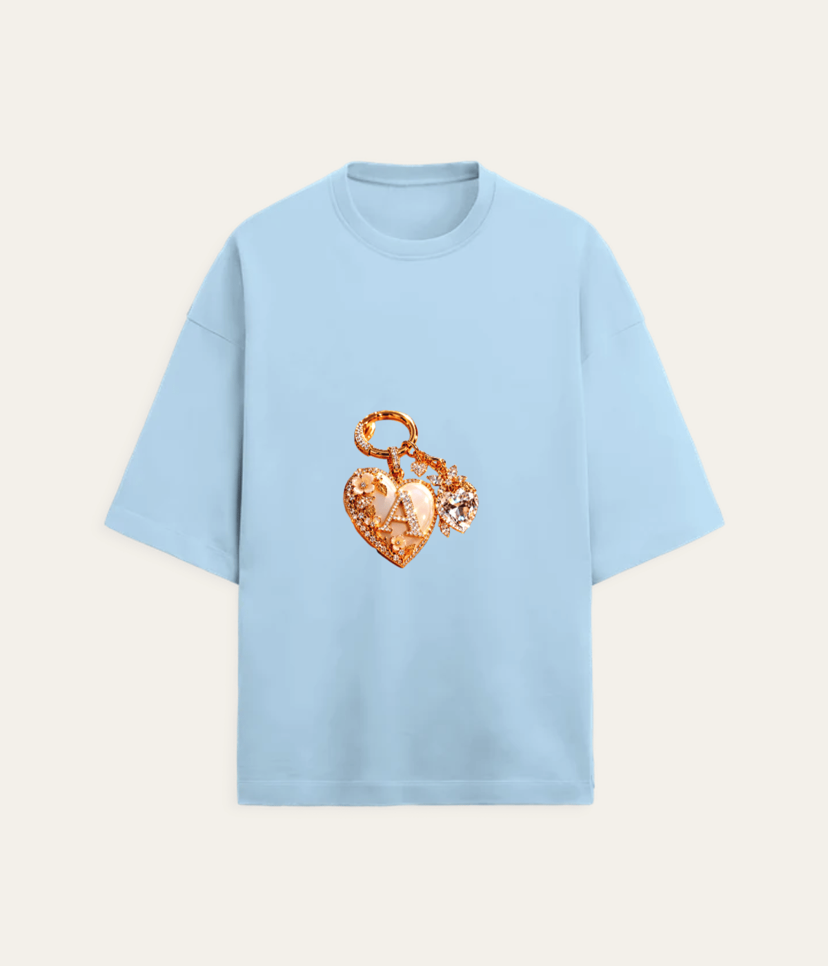 Cute Blue Oversized Terry T-Shirt