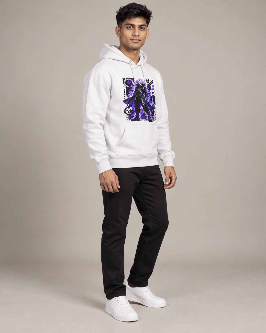 Purple Aura Warrior — on-model shot 1
