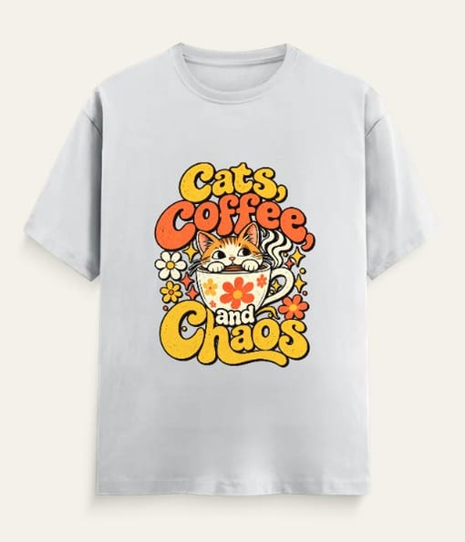 Cats, Coffee, and Chaos - Retro Classic T Shirt