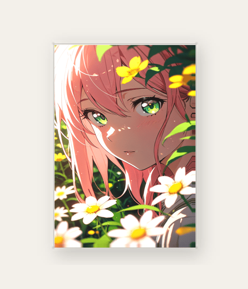 Blooming Anime Girl - Floral Fantasy